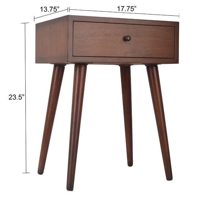 Walnut Daviyon 23.5'' Tall End Table with Storage Four Tapered Legs
