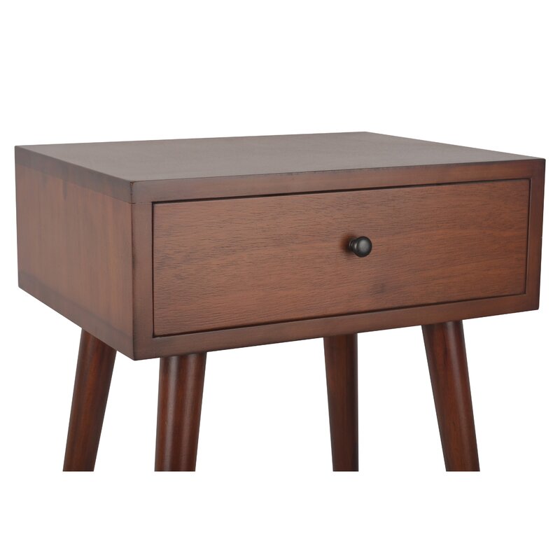 End Table with Storage Perfect Perch Four Tapered Legs Features One Drawer