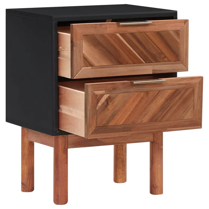 Dayaan 20.87'' Tall 2 - Drawer Nightstand in Matte Black/Dark Brown (Set of 2)