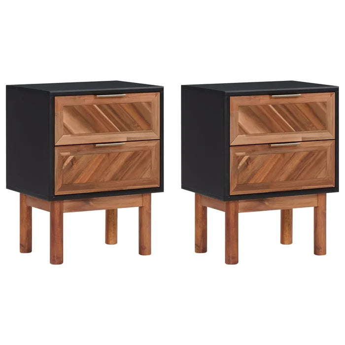 Dayaan 20.87'' Tall 2 - Drawer Nightstand in Matte Black/Dark Brown (Set of 2)