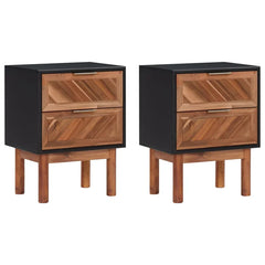 Dayaan 20.87'' Tall 2 - Drawer Nightstand in Matte Black/Dark Brown (Set of 2)