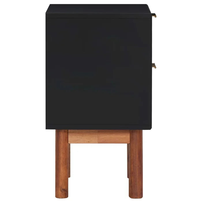 Dayaan 20.87'' Tall 2 - Drawer Nightstand in Matte Black/Dark Brown (Set of 2)