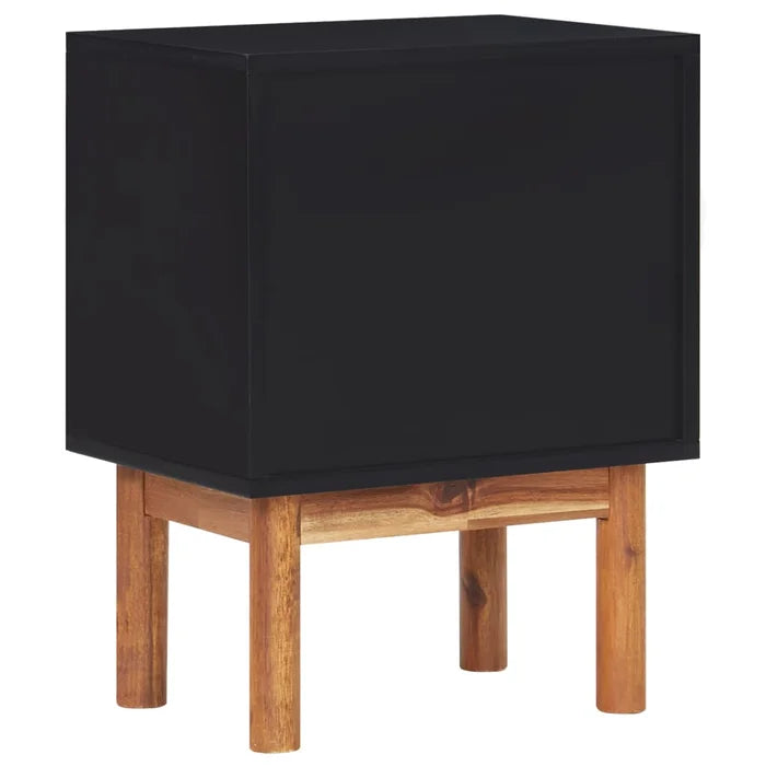 Dayaan 20.87'' Tall 2 - Drawer Nightstand in Matte Black/Dark Brown (Set of 2)