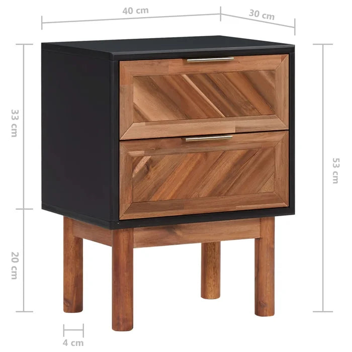 Dayaan 20.87'' Tall 2 - Drawer Nightstand in Matte Black/Dark Brown (Set of 2)
