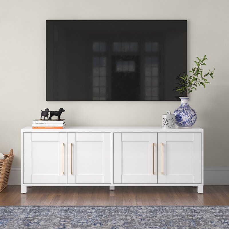 White Dayna TV Stand for TVs up to 78" Combine Functionality and Classic