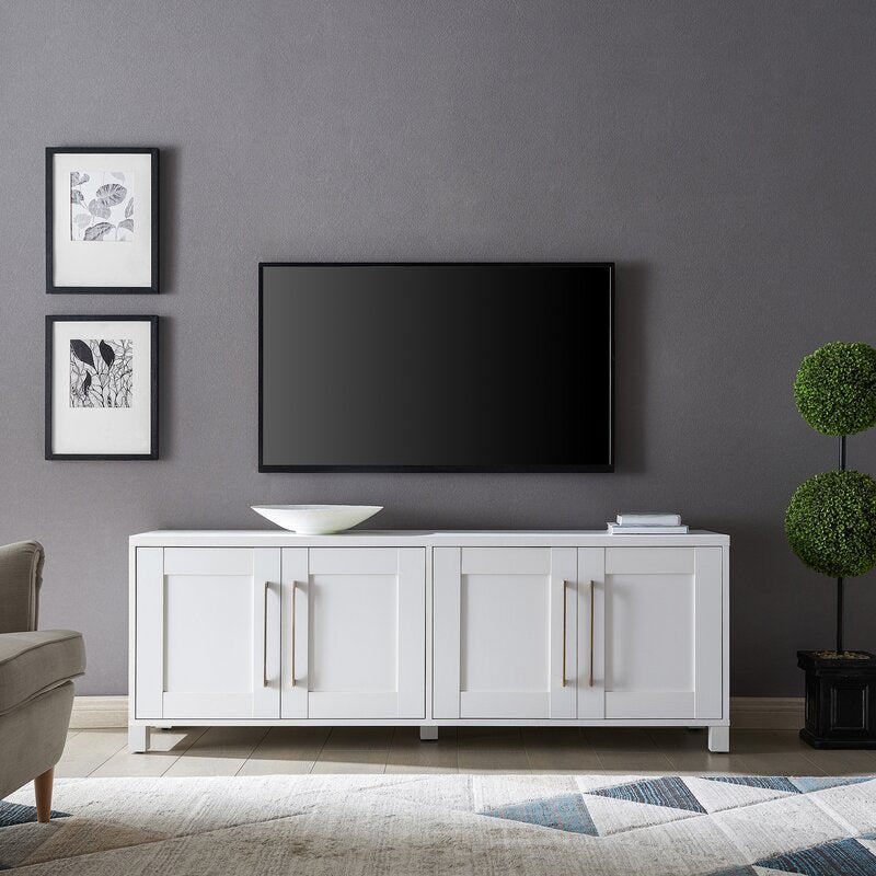 White Dayna TV Stand for TVs up to 78" Combine Functionality and Classic