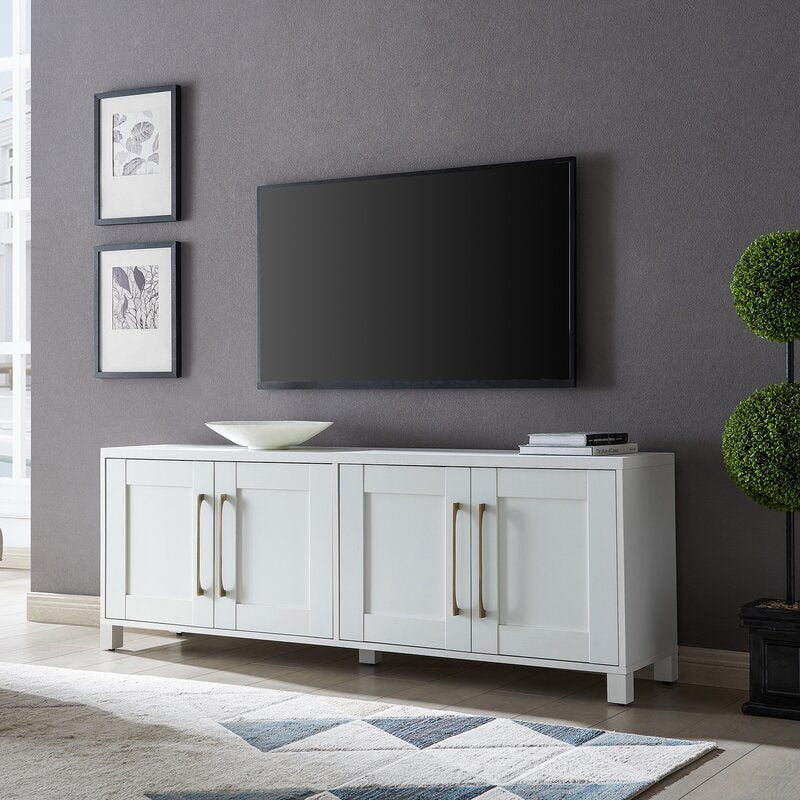 White Dayna TV Stand for TVs up to 78" Combine Functionality and Classic