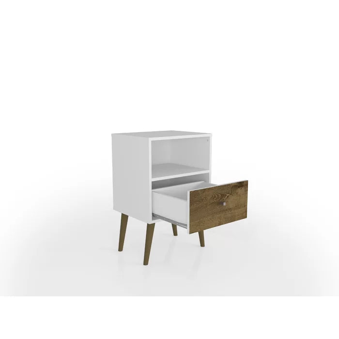 White/Rustic Brown Dazire 27.08'' Tall 1 - Drawer Nightstand