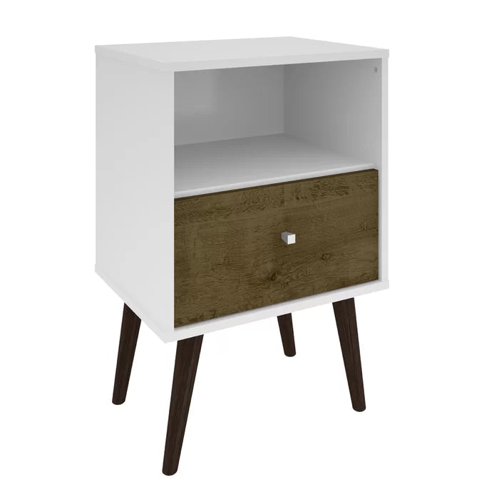 White/Rustic Brown Dazire 27.08'' Tall 1 - Drawer Nightstand