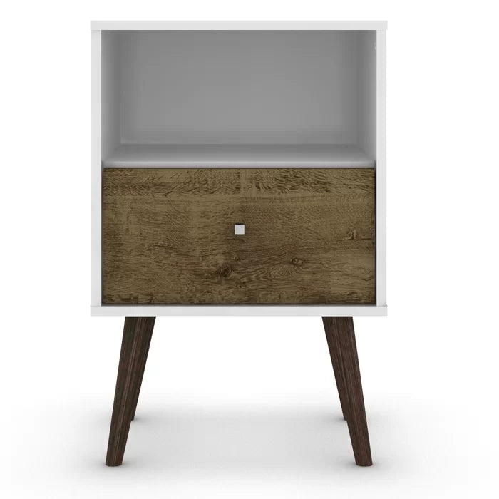 White/Rustic Brown Dazire 27.08'' Tall 1 - Drawer Nightstand