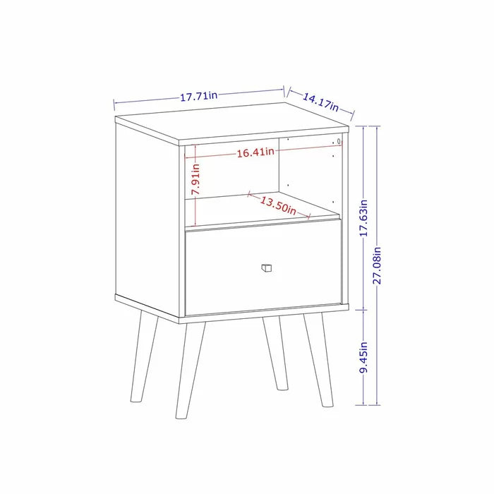 White/Rustic Brown Dazire 27.08'' Tall 1 - Drawer Nightstand