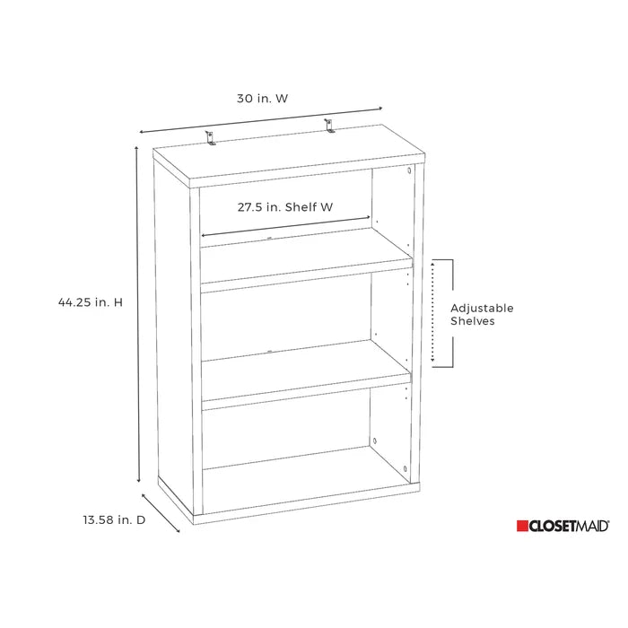 White Decorative Bookcases 44.25'' H x 30'' W Standard Bookcase Design