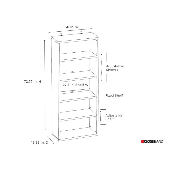 White Decorative Bookcases 72.77'' H x 30'' W Standard Bookcase