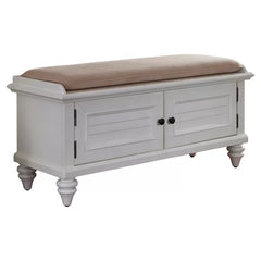 Brushed White Delacour Solid Wood Storage Bench