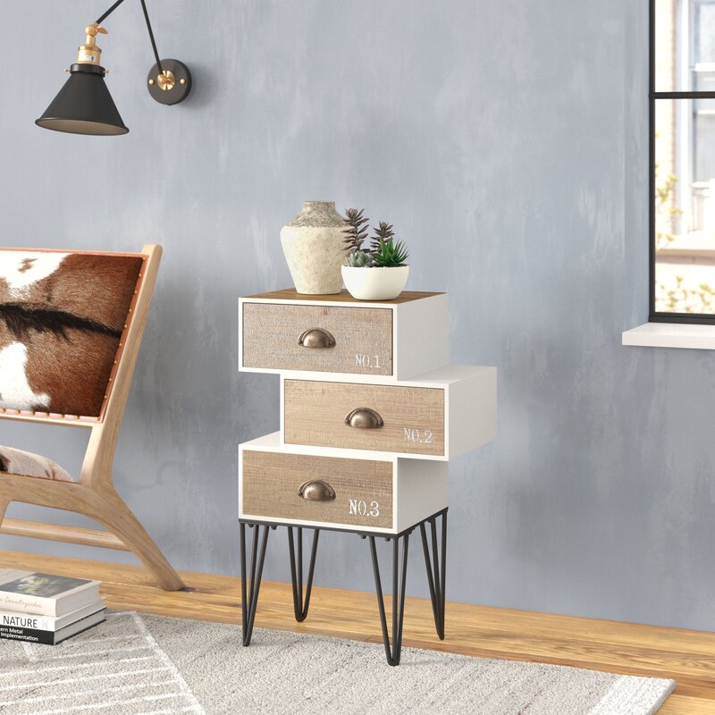 Delancey 3 Drawer 17'' W Chest Retro and Modern Industrial Themed