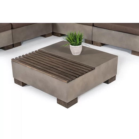 Delaware Modern Concrete & Acacia Square Coffee Table