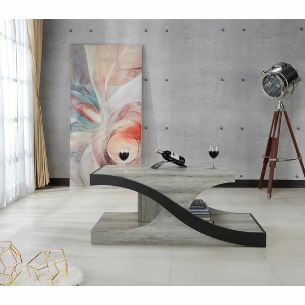 Delco Abstract Coffee Table with Storage Vintage Grey Oak