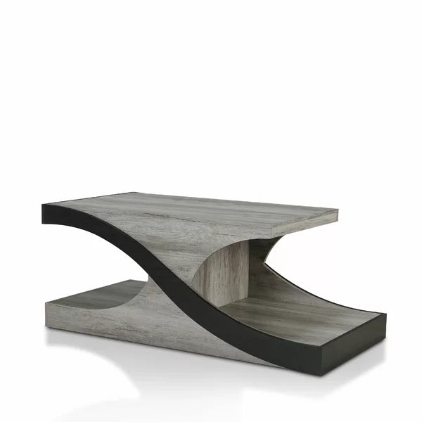 Delco Abstract Coffee Table with Storage Vintage Grey Oak