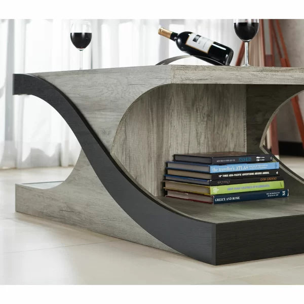 Delco Abstract Coffee Table with Storage Vintage Grey Oak
