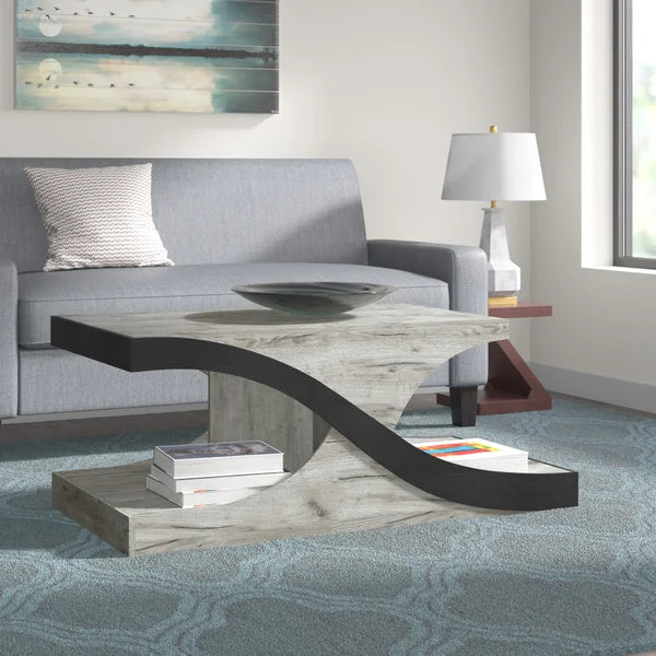 Delco Abstract Coffee Table with Storage Vintage Grey Oak