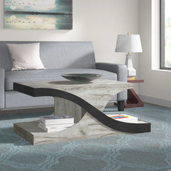 Delco Abstract Coffee Table with Storage Vintage Grey Oak