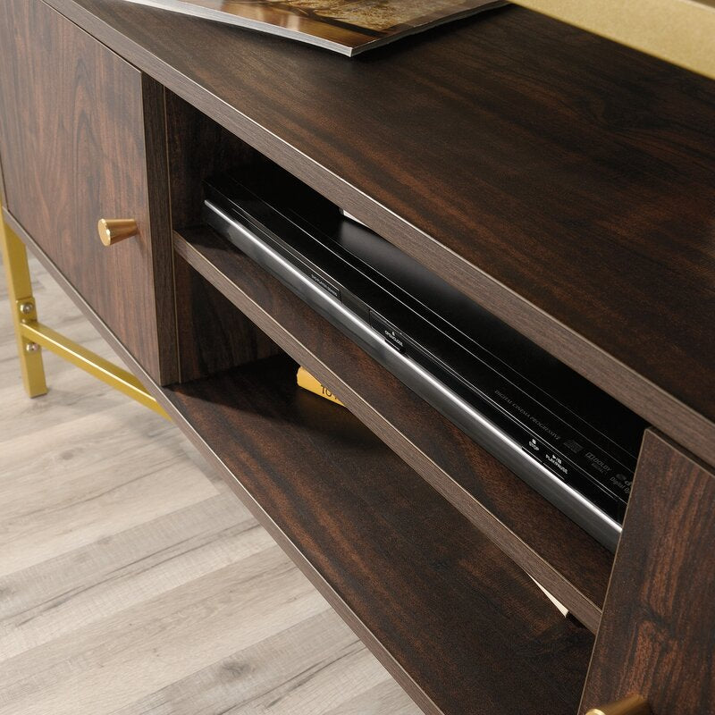 Rich Walnut Deleon TV Stand for TVs up to 55" Safety Tempered Glass