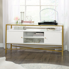 White Deleon TV Stand for TVs up to 55 Safety Tempered Glass