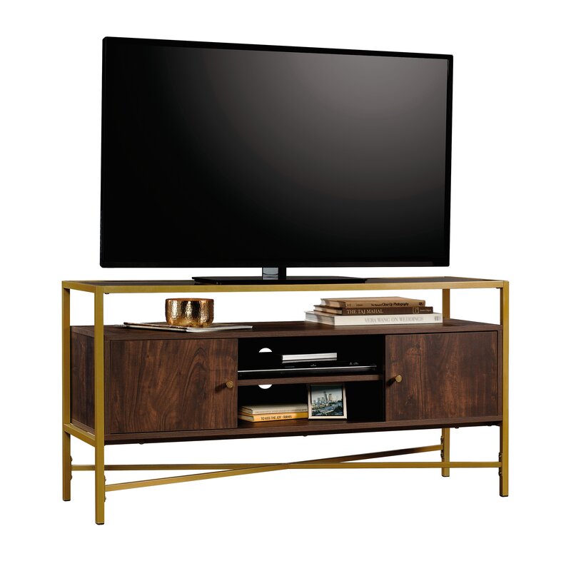 Rich Walnut Deleon TV Stand for TVs up to 55" Safety Tempered Glass