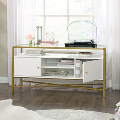 White Deleon TV Stand for TVs up to 55 Safety Tempered Glass