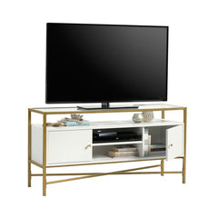 White Deleon TV Stand for TVs up to 55 Safety Tempered Glass
