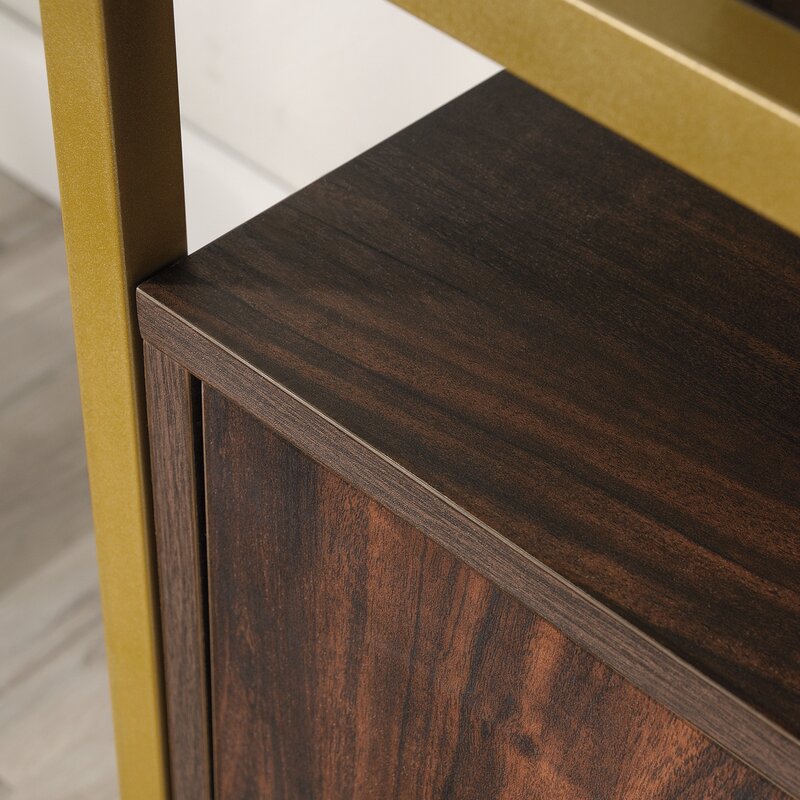 Rich Walnut Deleon TV Stand for TVs up to 55" Safety Tempered Glass