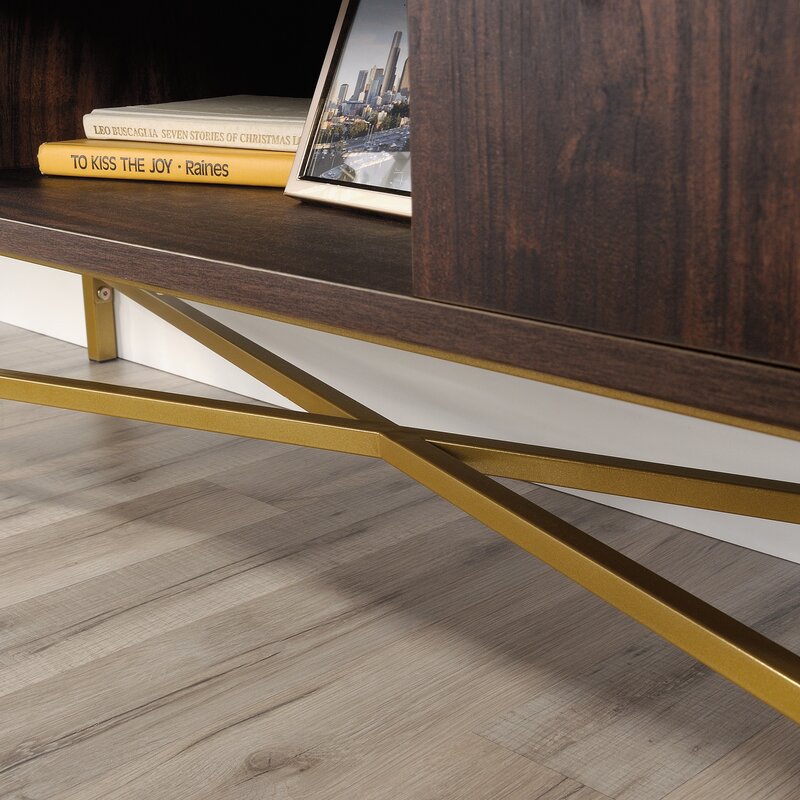 Rich Walnut Deleon TV Stand for TVs up to 55" Safety Tempered Glass