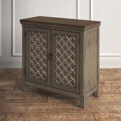 Brown Della 36.25'' Tall Solid Wood 2 - Door Mirrored Accent Cabinet