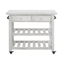 Solid Wood Delong 42'' Wide Rolling Kitchen Cart 2 Open Lower Shelves