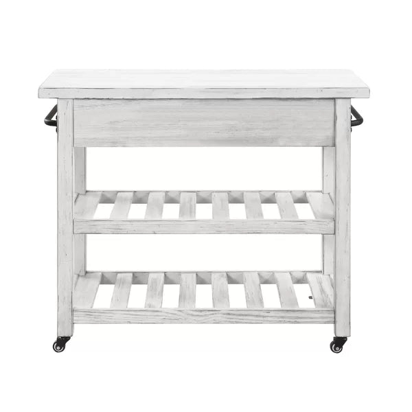 Solid Wood Delong 42'' Wide Rolling Kitchen Cart 2 Open Lower Shelves