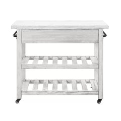 Solid Wood Delong 42'' Wide Rolling Kitchen Cart 2 Open Lower Shelves