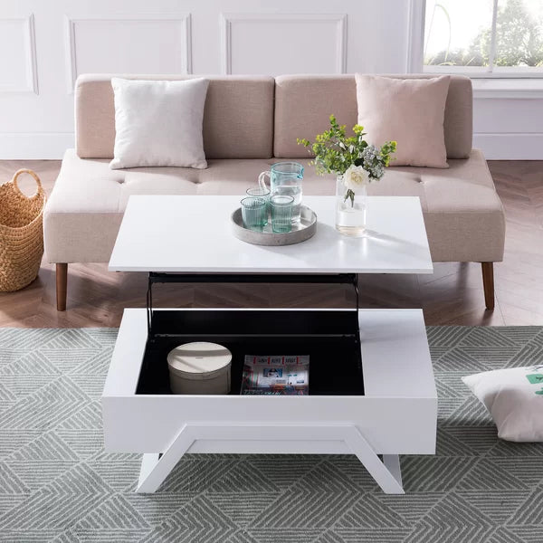 Delrio Lift Top Trestle Coffee Table Modern Style Perfect for Living Room