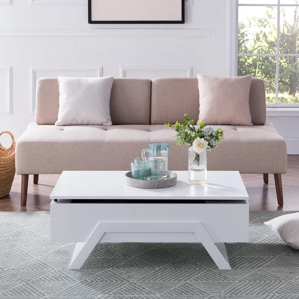Delrio Lift Top Trestle Coffee Table Modern Style Perfect for Living Room