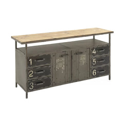 56'' Wide 6 Drawer Sideboard Sturdy Construction of Iron and Fir Wood