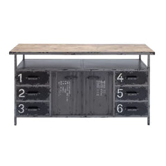 56'' Wide 6 Drawer Sideboard Sturdy Construction of Iron and Fir Wood