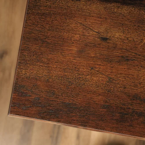 Curado Cherry Deniece Desk with Hutch Storage Area Behind a Louver Detailed