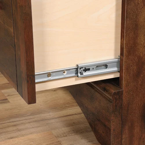 Curado Cherry Deniece Desk with Hutch Storage Area Behind a Louver Detailed