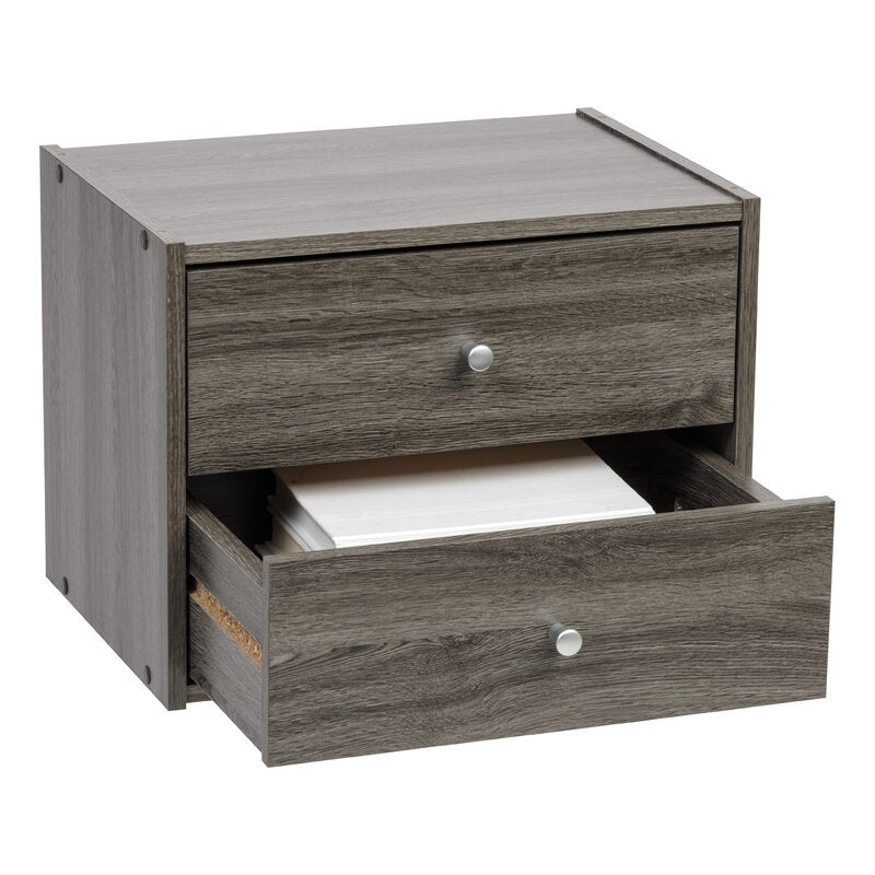 Stackable 2 Drawer Storage Chest with Easy Assemble Slide Drawers