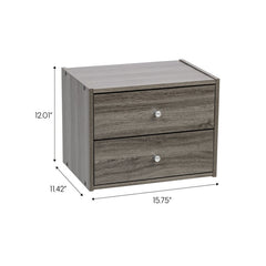 Stackable 2 Drawer Storage Chest with Easy Assemble Slide Drawers