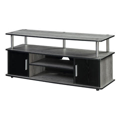 Weathered Gray/Black TV Stand for TVs up to 55" Storage Space Two Enclosed Cabinets and Three Open Shelves, Perfect for Stowing Media Consoles