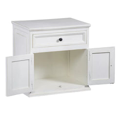 Devencove 24'' Tall 1 - Drawer Solid Wood Nightstand in Vintage White