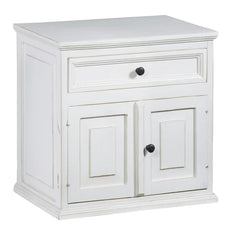 Devencove 24'' Tall 1 - Drawer Solid Wood Nightstand in Vintage White