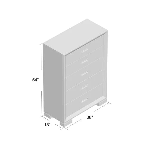 Diana 5 Drawer 38'' W Chest Built from Solid and Engineered Wood