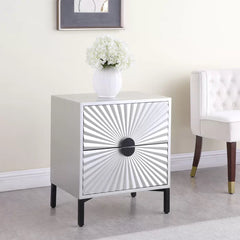 Dias 26'' Tall 2 - Drawer Solid Wood Nightstand in Antique Silver