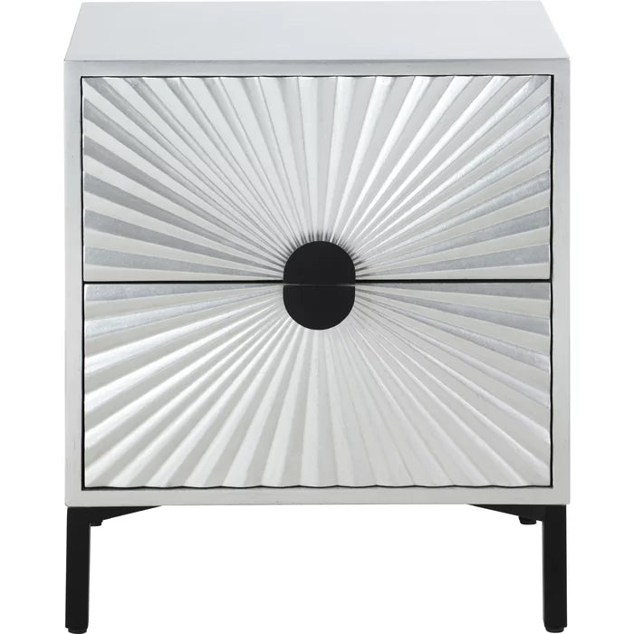 Dias 26'' Tall 2 - Drawer Solid Wood Nightstand in Antique Silver